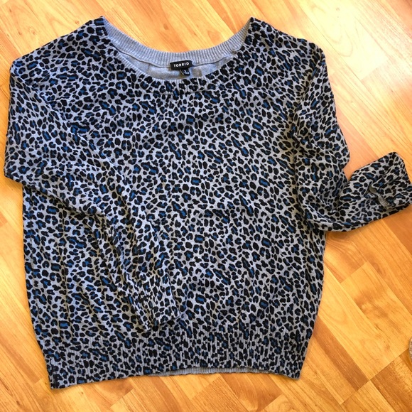 torrid Sweaters - Torrid grey/blue and black cheetah print sweater